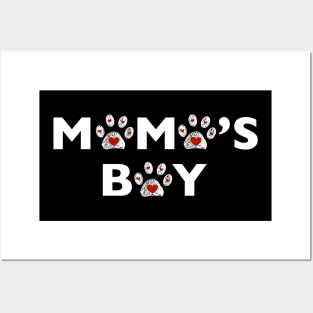 Mama's Boy text with doodle paw prints with heart Posters and Art